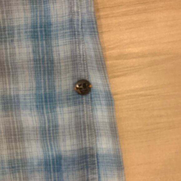 Hugo Boss Orange Men's button down casual dress shirt light blue plaid size L - Picture 6 of 10